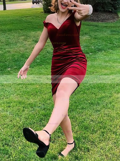 Trumpet/Mermaid Off-the-shoulder Velvet Short/Mini Short Prom Dresses #Favs020020110996