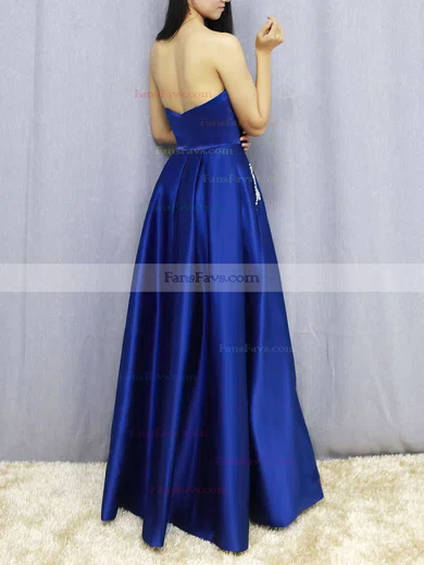 Princess Strapless Satin Floor-length Beading Prom Dresses #Favs020105052