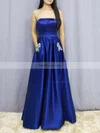 Princess Strapless Satin Floor-length Beading Prom Dresses #Favs020105052