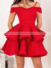 A-line Off-the-shoulder Stretch Crepe Short/Mini Tiered Short Prom Dresses #Favs020020109345