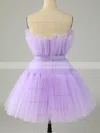 A-line Strapless Tulle Short/Mini Short Prom Dresses With Sashes / Ribbons #Favs020020110313