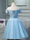 A-line Off-the-shoulder Tulle Knee-length Short Prom Dresses With Lace #Favs020020111723