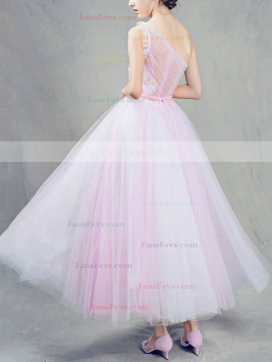 Ball Gown One Shoulder Tulle Ankle-length Beading Prom Dresses #Favs020103243