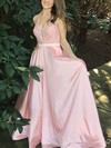 Princess Halter Satin Sweep Train Appliques Lace Prom Dresses #Favs020105085