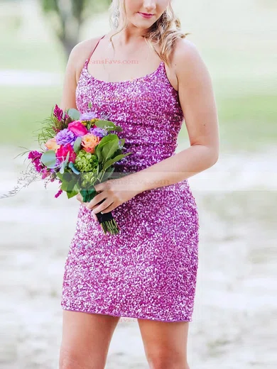 Sheath/Column Scoop Neck Sequined Short/Mini Short Prom Dresses #Favs020020110318