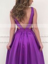 Princess V-neck Satin Sweep Train Pockets Prom Dresses #Favs020105088