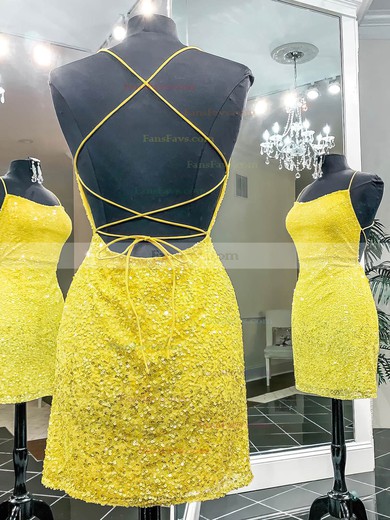 Sheath/Column Square Neckline Sequined Short/Mini Short Prom Dresses #Favs020020110320