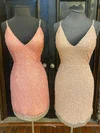 Sheath/Column V-neck Sequined Short/Mini Short Prom Dresses #Favs020020111007