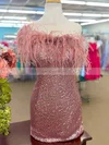 Sheath/Column One Shoulder Sequined Short/Mini Short Prom Dresses With Feathers / Fur #Favs020020110324
