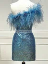 Sheath/Column One Shoulder Sequined Short/Mini Short Prom Dresses With Feathers / Fur #Favs020020110324