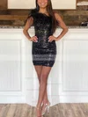 Sheath/Column One Shoulder Sequined Short/Mini Short Prom Dresses With Feathers / Fur #Favs020020110324