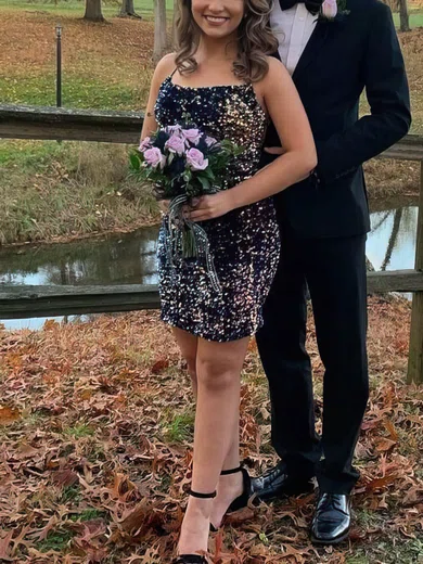 Sheath/Column Scoop Neck Sequined Short/Mini Short Prom Dresses #Favs020020111012