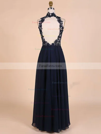 A-line High Neck Chiffon Floor-length Beading Prom Dresses #Favs020101828