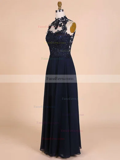 A-line High Neck Chiffon Floor-length Beading Prom Dresses #Favs020101828