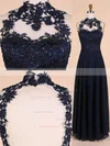 A-line High Neck Chiffon Floor-length Beading Prom Dresses #Favs020101828