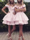 A-line Off-the-shoulder Stretch Crepe Short/Mini Short Prom Dresses With Tiered #Favs020020111735