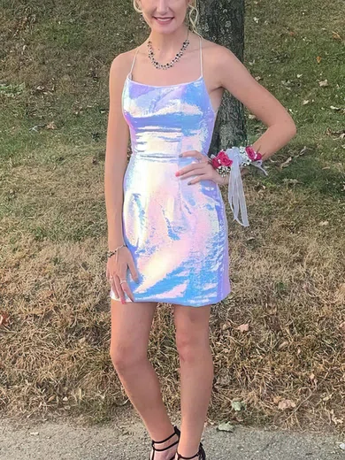 Sheath/Column Scoop Neck Sequined Short/Mini Short Prom Dresses #Favs020020111015