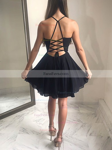 A-line V-neck Chiffon Short/Mini Ruffles Short Prom Dresses #Favs020020109367