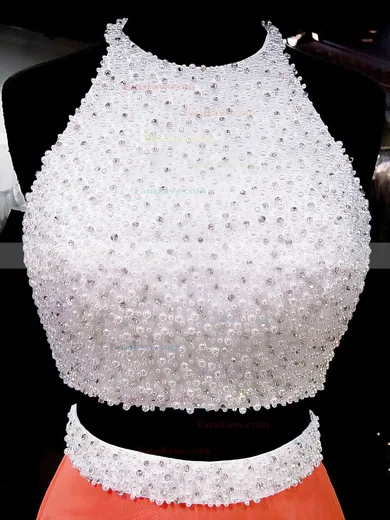 A-line Halter Chiffon Sweep Train Crystal Detailing Prom Dresses #Favs020103270