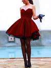 A-line Sweetheart Satin Tulle Short/Mini Short Prom Dresses #Favs020020109373