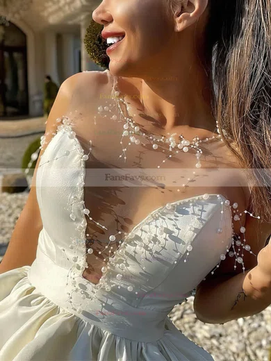 A-line Scoop Neck Satin Short/Mini Short Prom Dresses With Pockets #Favs020020111027