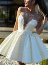 A-line Scoop Neck Satin Short/Mini Short Prom Dresses With Pockets #Favs020020111027
