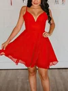 A-line V-neck Chiffon Knee-length Short Prom Dresses #Favs020020111028