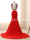 Trumpet/Mermaid Scoop Neck Chiffon Sweep Train Appliques Lace Prom Dresses #Favs020103315
