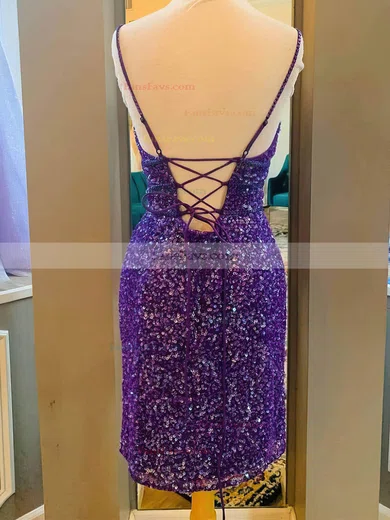 Sheath/Column V-neck Sequined Short/Mini Short Prom Dresses #Favs020020111033