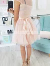 A-line Scoop Neck Lace Tulle Short/Mini Short Prom Dresses With Appliques Lace #Favs020020111754