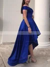 A-line Off-the-shoulder Satin Asymmetrical Short Prom Dresses #Favs020020109384