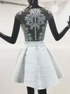 A-line Scoop Neck Satin Short/Mini Short Prom Dresses With Appliques Lace #Favs020020111042