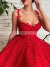 A-line Sweetheart Lace Tulle Ankle-length Short Prom Dresses With Buttons #Favs020020111768