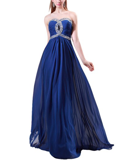 A-line Sweetheart Chiffon Floor-length Beading Prom Dresses #Favs020104464