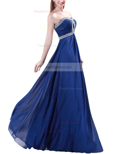 A-line Sweetheart Chiffon Floor-length Beading Prom Dresses #Favs020104464