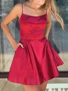 A-line Scoop Neck Silk-like Satin Short/Mini Short Prom Dresses With Pockets #Favs020020110365