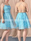 A-line Square Neckline Lace Tulle Knee-length Short Prom Dresses With Appliques Lace #Favs020020110178