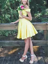 A-line Off-the-shoulder Satin Short/Mini Short Prom Dresses #Favs020020110180