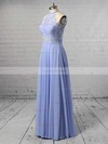 A-line Scoop Neck Chiffon Floor-length Lace Prom Dresses #Favs020104856
