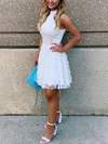 A-line High Neck Lace Tulle Short/Mini Short Prom Dresses With Appliques Lace #Favs020020110185