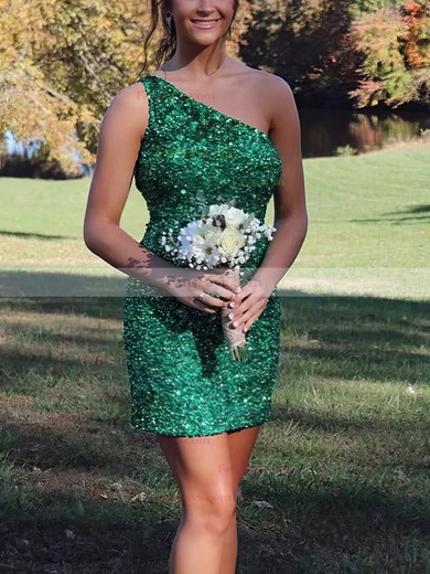 Sheath/Column One Shoulder Sequined Short/Mini Short Prom Dresses #Favs020020110193