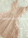 A-line V-neck Lace Tulle Short/Mini Short Prom Dresses With Appliques Lace #Favs020020110201
