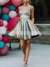 A-line V-neck Shimmer Crepe Short/Mini Short Prom Dresses With Pockets #Favs020020111800