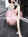 A-line Square Neckline Tulle Tea-length Sequins Short Prom Dresses #Favs020020109424