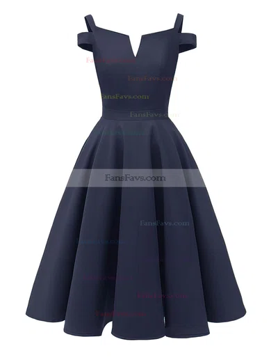 A-line V-neck Satin Knee-length Short Prom Dresses #Favs020020110203