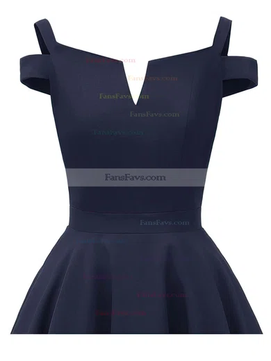 A-line V-neck Satin Knee-length Short Prom Dresses #Favs020020110203