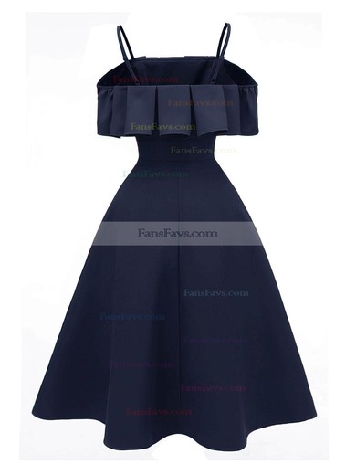 A-line Square Neckline Satin Knee-length Short Prom Dresses With Cascading Ruffles #Favs020020110204
