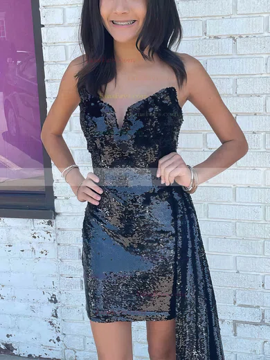 Sheath/Column V-neck Sequined Short/Mini Short Prom Dresses #Favs020020111077