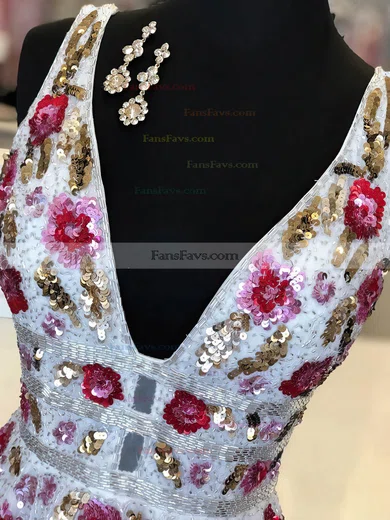 A-line V-neck Tulle Short/Mini Short Prom Dresses With Beading #Favs020020110218