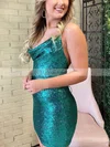 Sheath/Column Cowl Neck Sequined Short/Mini Short Prom Dresses #Favs020020111079